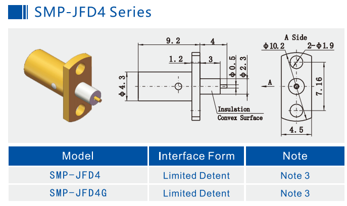 18GHz Male Limited Detent SMP RF Connector with Insulation Convex Surface for Precise RF Communication Systems