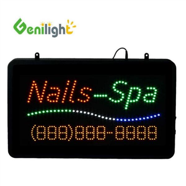 DC12v Genilight Interior 22 * 13 pulgadas atractiva publicidad LED Nails Spa con número de teléfono señal