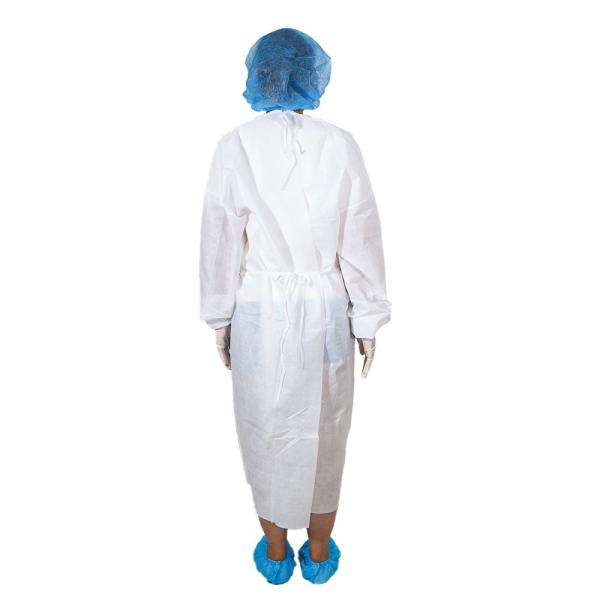 White Medical Isolation Gowns Disposable With Knitted Cuff Waterproof 20-65gsm