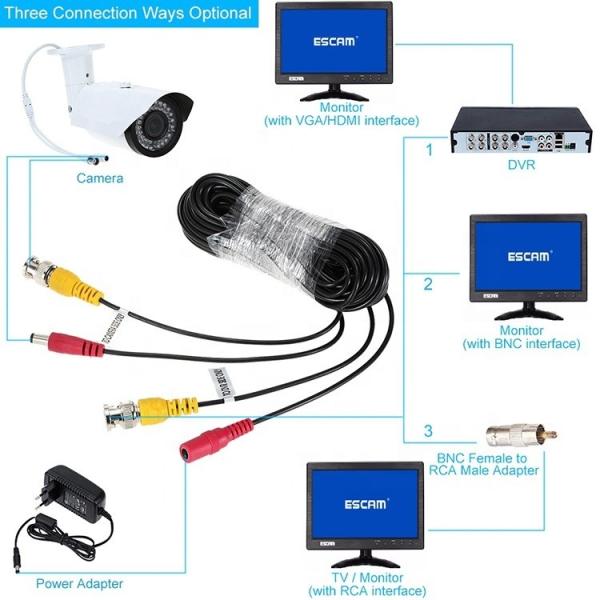 CUSTOM 5M 10M 20M Male Female Security Assembly RG59 Video BNC DC Power SDI CCTV Camera Cable