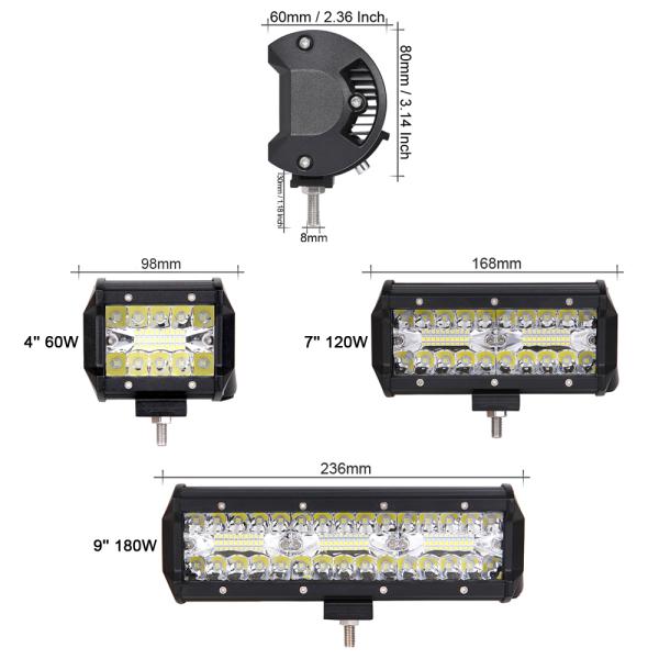 60W 120W 180W 600W 4x4 Offroad Led Light Bar For Cars Combo Beam Off road SUV ATV Tractor Boat Trucks 12V 24V Work Light
