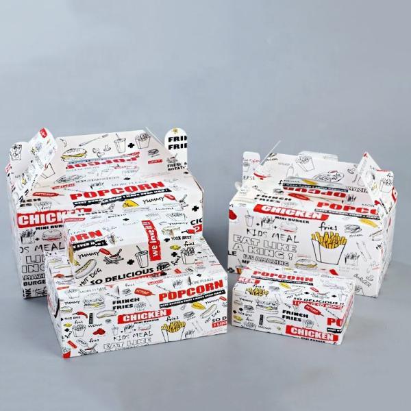 Customized printed logo for fried chicken french fries popcorn fast food takeaway biodegradable paper box