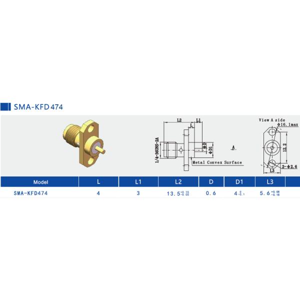 2 Holes Flange Mount SMA Female RF Coaxial Connector Panel Mount SMA Jack Frequency Up To 18GHz