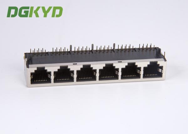Metal o jaque trapezoide ganged 8P8C do porto rj45 do protetor 6 sem aba do diodo emissor de luz para baixo