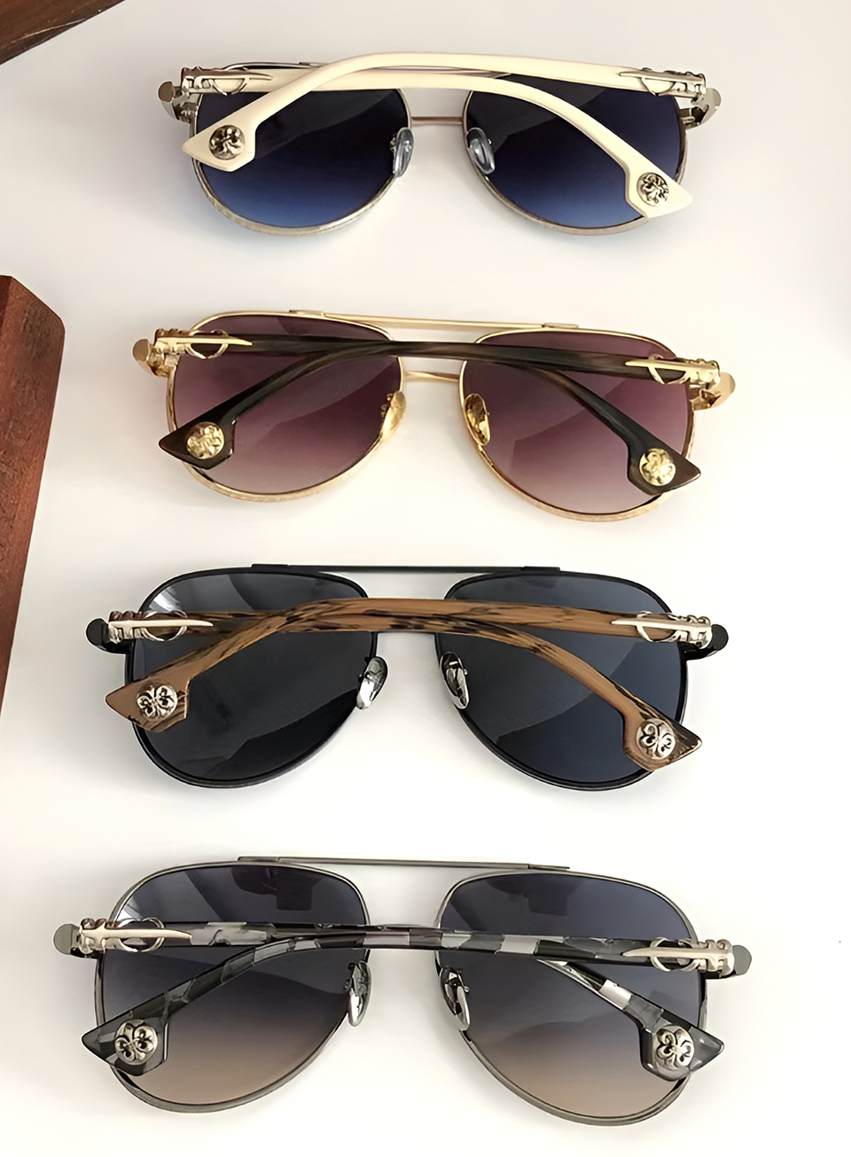 Trendy New Model Gradient Red Blue Pilot Acetate Business Cool Men's Customized Logo Wholesale Online Special Retro Sunglasses