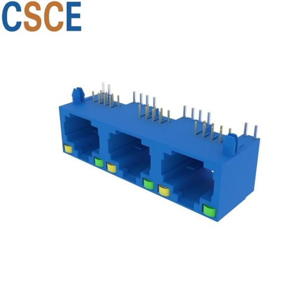 Tab Up 1*3 RJ45 Network Jack , 8P8C Network Connector RJ45 Voltage Rating 125v