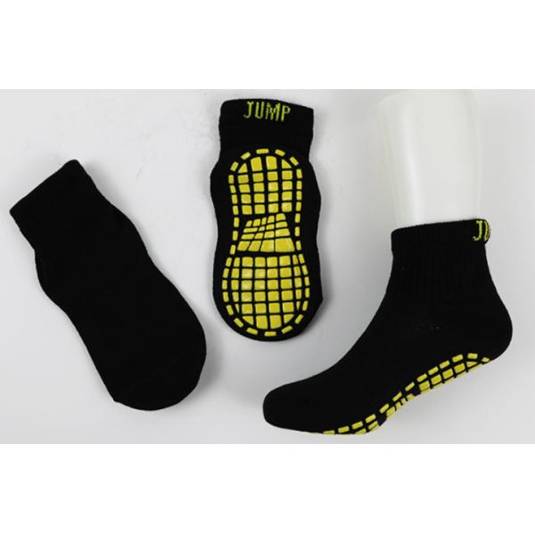 Eco - Friendly Kids Trampoline Socks Jacquard Logo Action City Bounce Socks Silicone Non Slip Socks