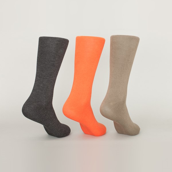 Orange Bamboo Fiber Cotton Dress Socks With Elastane Anti Bacterial Material