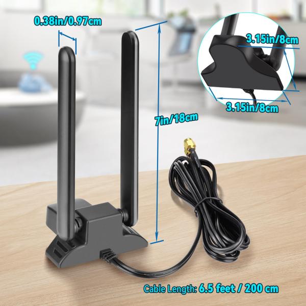 WiFi 6E Антенна Трехдиапазонная 2,4 ГГц 5 ГГц 6 ГГц Магнитная база WiFi Антенны RP-SMA Коннектор для ПК настольный беспроводной маршрутизатор