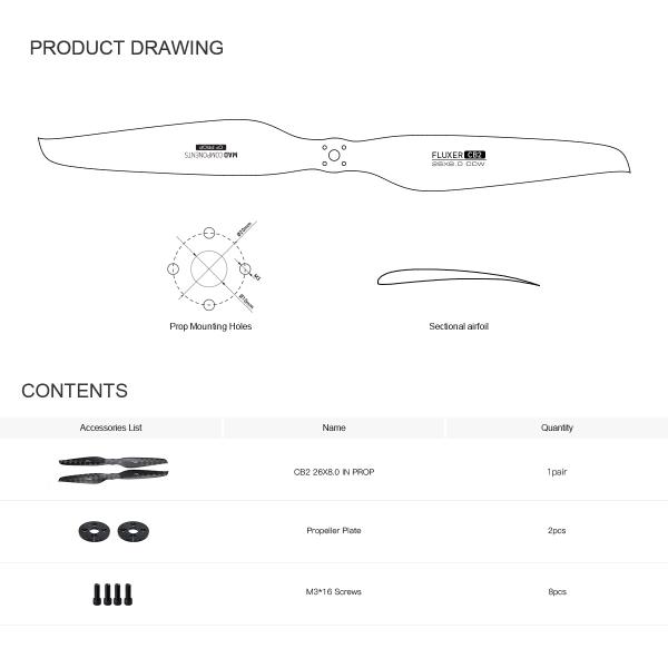 Ультрасветовой проп CB2 26x8.0 дюймов пропеллер