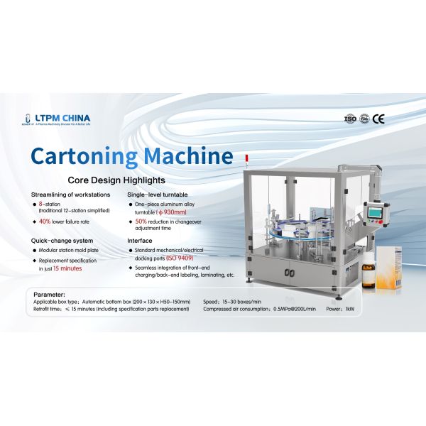 Customized Cartoning Machine With 8-station Design And Quick-change System For High-speed Top Loading Packaging