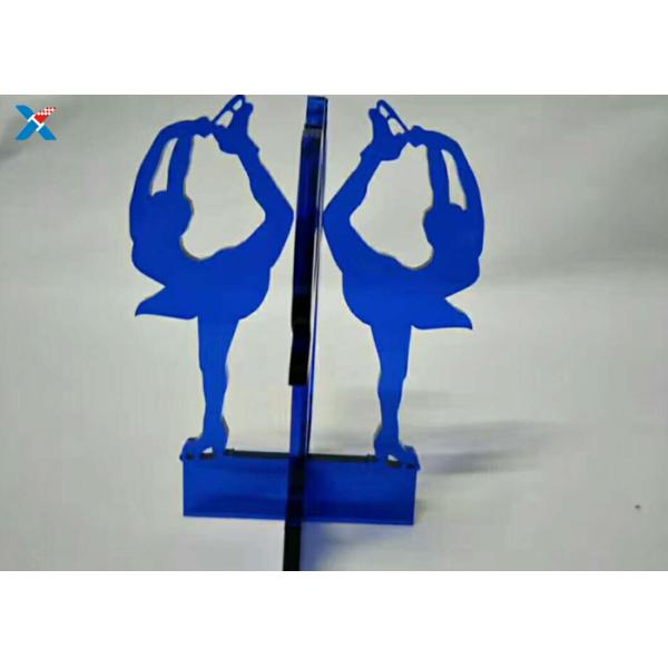 Blue Acrylic Shapes Craft / Acrylic Stand For Office Decoration Gifts