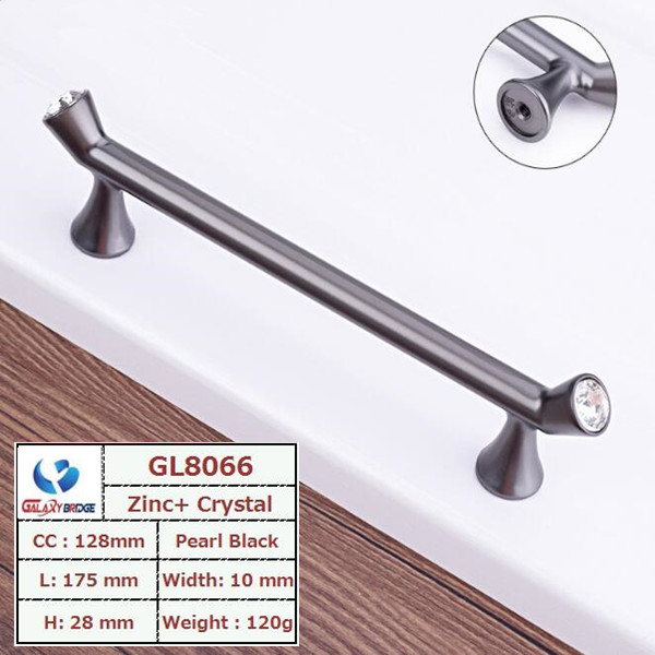 Gold diamond   Drawer Handles And Knobs 96mm Black Dresser Pulls acrylic kitchen cabinet handle