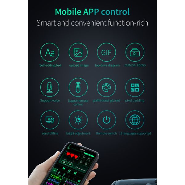 10 Inches Flexible Car LED Display Real Time Custom Animations And Messages