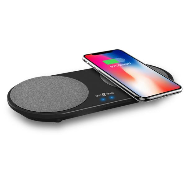 2 In 1 Free Position Wireless Charger , QI  ID 8253 Dual Wireless Charging Pad For Samsung Iphone