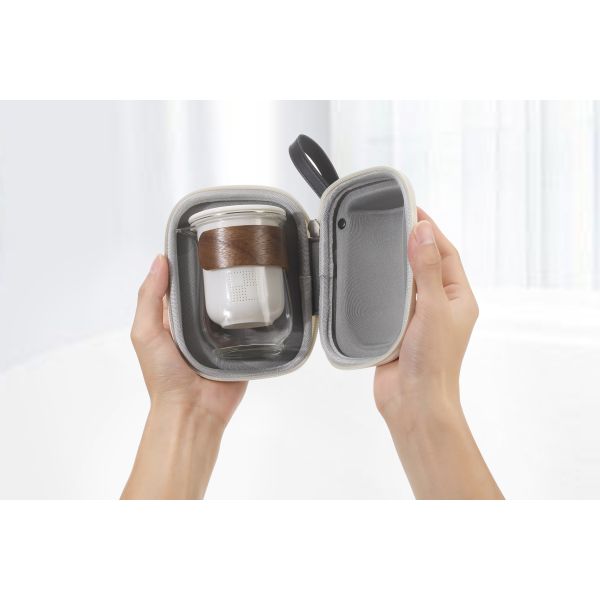 2024 Portable Wood Handle Tea Pot Set Modern Portable Teapot Cup Set Porcelain Infuser Teapot Set With Case for Travel