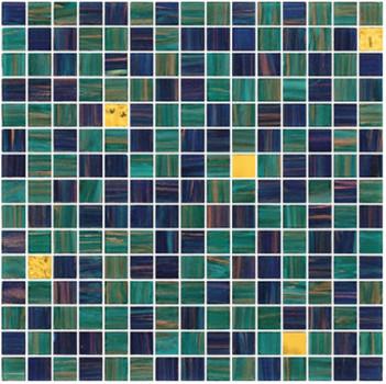 Garden green color with gold line glass mosaic mix pattern paper and mesh