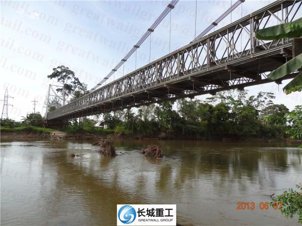 High Stablity Bailey Suspension Bridge Anti Skid Surface For Longest Spans Rive
