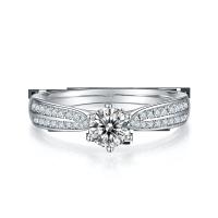 Minimalist Designs 9K Gold Jewelry , Moissanite 925 Silver Ring Set