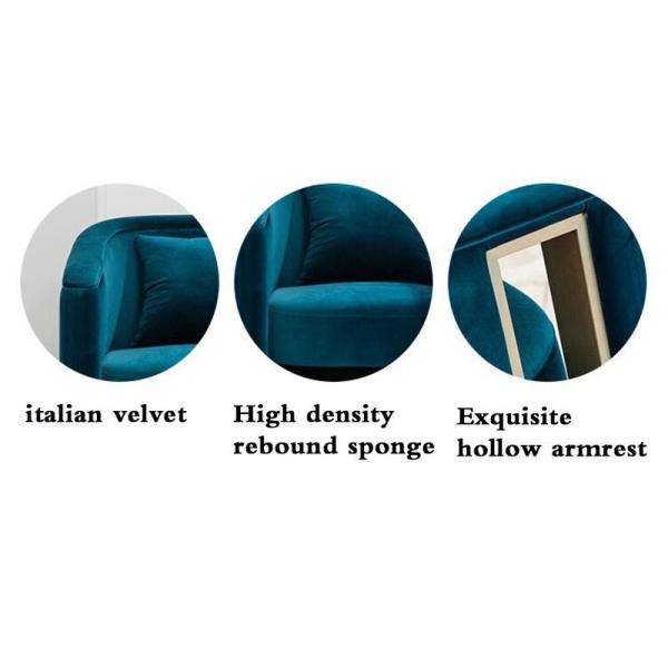 Creative Armrest Hollow Velvet Metal Single Sofa Chair Italian Style Customized