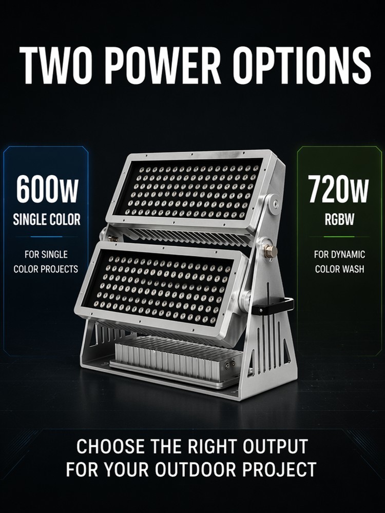 Dual Head Rectangular 600W RGB LED Floodlight IP67 Waterproof DMX512 Control for Building Night Scene
