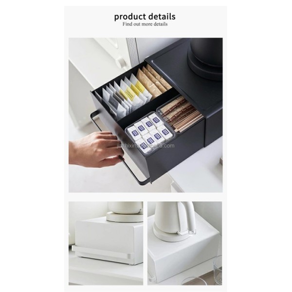 Japanese Desktop Storage Box Pull-out Coffee Machine Base Kettle Kitchen Cup Storage bar Tea Bag Rack