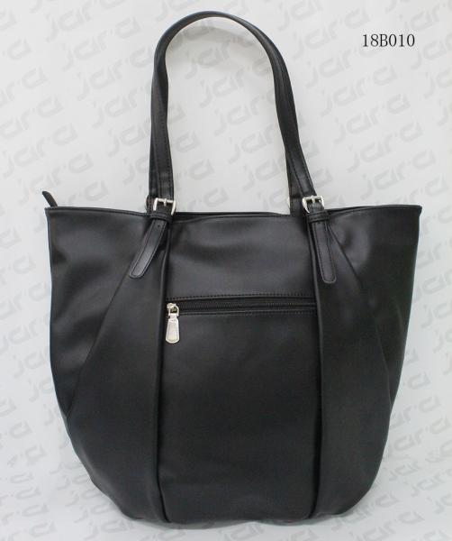 Big Size Casual Female Black PU Tote Bag With Nickel Metal Studs , Customized Logo
