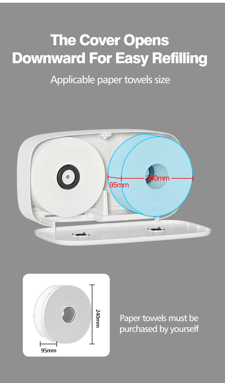 Modern ABS Plastic Double Roll Toilet Paper Dispenser Wall Mounted Hotel Commercial Use