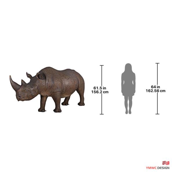 Life-Size Bronze Rhinoceros Statue Custom Metal Animal Sculpture for Customer Size