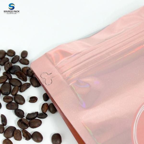 Customizable Holographic Flat Bottom Coffee Bag With Valve And Zipper