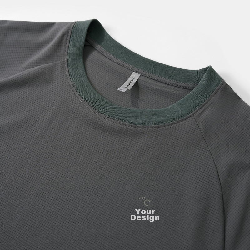 Custom OEM ODM Grid Quick‑Dry Sports T‑Shirt, Breathable Lightweight Short Sleeve Top for Outdoor Running
