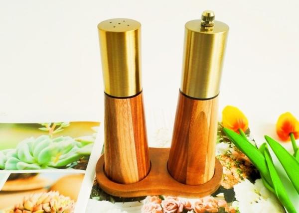 Conjunto de moinho de especiarias de pimenta de madeira de aço inoxidável