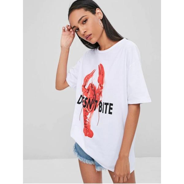 2018 Summer White Short Sleeve Printed Cotton Women T Shirt