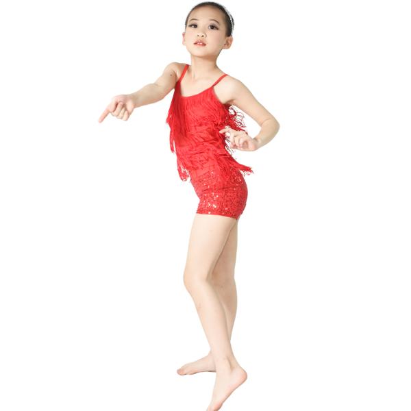 Cheerful Fringe Top Sequin Shorts Children'S Dance Costumes Tassel Outfits