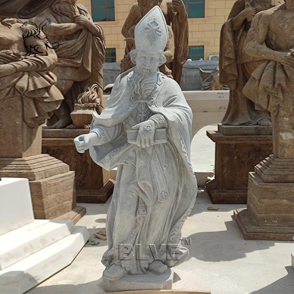 Marble Saint Statue Holding the Bible Natural Stone Granite Religious Saints Sculpture Life Size Antique