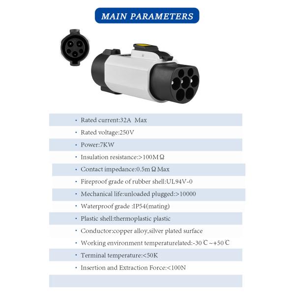 GBT Cars Adapter Converts Type 1 Charging Pile to Type1 Interface Standard 32A Output Current Portable EV Charger Adapter