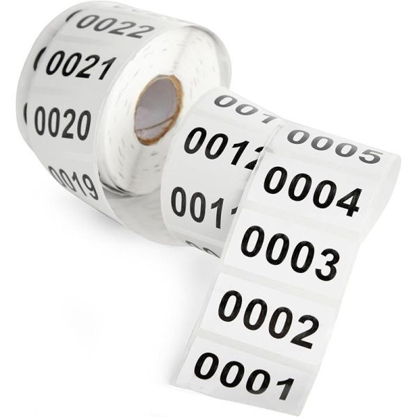 Amazon hot selling stock 0001-1000 digital labels inventory numbers serial numbers adhesive stickers