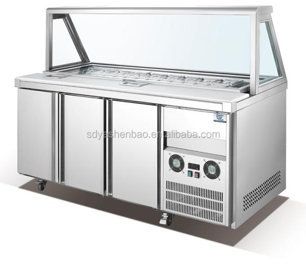 Anticorrosive SS304 Two Door Prep Fridge , 220V Stainless Steel Pizza Prep Table