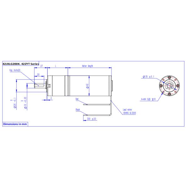 42JXLG200K.42ZYT Brushed DC Planetary Gear Motor 12v 24v, with Helical Gears Low Noise version