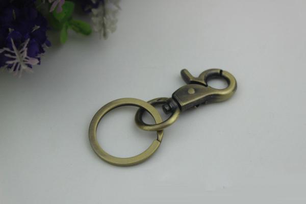 RLOVE design zinc alloy 18 mm spring trigger rose gold metal snap hook with key ring