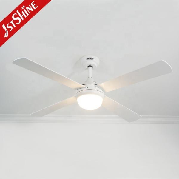 Ventilador de teto LED com luz e motor AC Design de suporte elegante Dimmer 4 lâminas MDF
