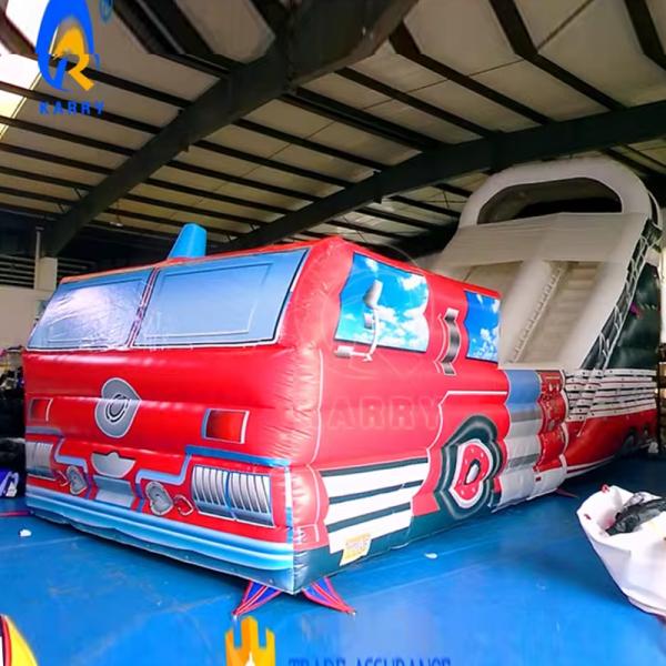 Large Fire Truck Inflatable Dry Slide for Commercial Party Rental Repair Kits Included