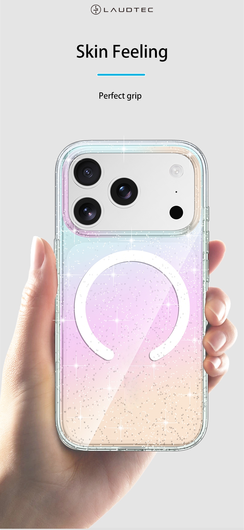 Transparent Magnetic Glitter Ultra-thin Protective case for iPhone 17 Series TPU Shockproof Iridescent Gradient Colors OEM/ODM
