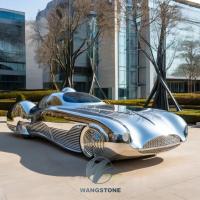 Sculpture de voiture en acier inoxydable pour paysage urbain