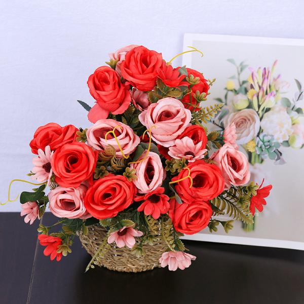 European style simulation rolled edge rose wedding bouquet, wedding photography props, floral arrangement, home decoration, simulation flower
