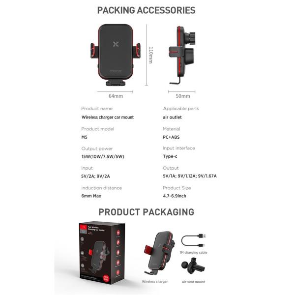 Wireless Charger Car Phone Bracket Fast Charging Wireless Charger Car Mount Mobile Phone Holder Stand