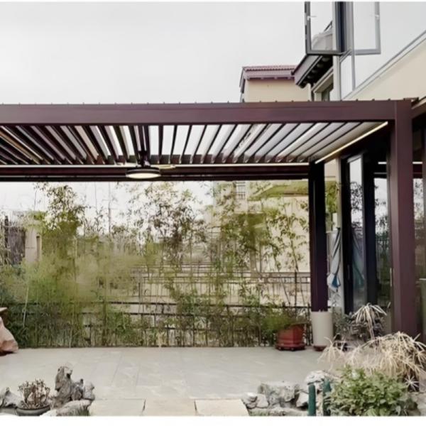 Backyard Dining Area Aluminum Patio Pergola Adjustable Shade Included