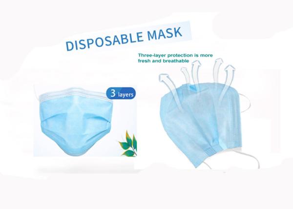 Anti Droplets Surgical Disposable Mask / Blue 3 Ply Disposable Dust Mask