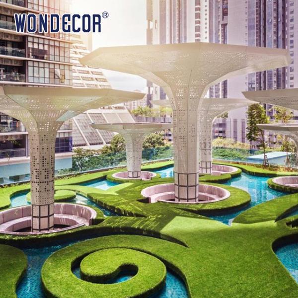 Large Forged Metal Sculpture Geometric Hollow Pavilion