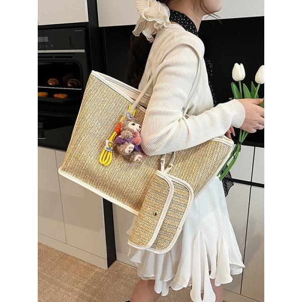 Crochet Raffia Pouch Clutch Stylish Straw Wicker Beach Bag For Summer Weddings Parties Bag Mesh Luxury Women Handmade Handbags Raffia Beach Market Shopping Bag